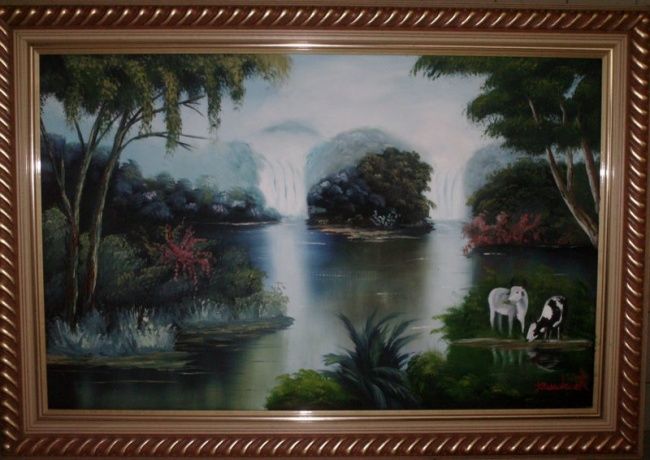 Pintura intitulada "Cachoeiras" por Joseneide Cavalcante Cavalcante, Obras de arte originais, Óleo