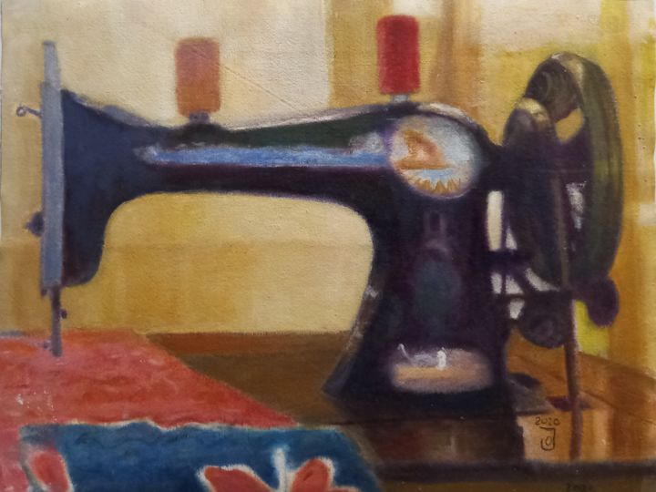 Peinture intitulée "Máquina de coser" par Jose Oña Jurado, Œuvre d'art originale, Huile