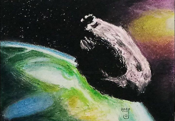 Painting titled "El asterioide y el…" by Jose Oña Jurado, Original Artwork, Pastel