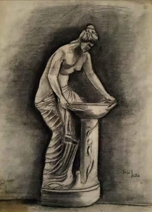 Pintura titulada "Desnudo 2" por Jose Oña Jurado, Obra de arte original, Carbón