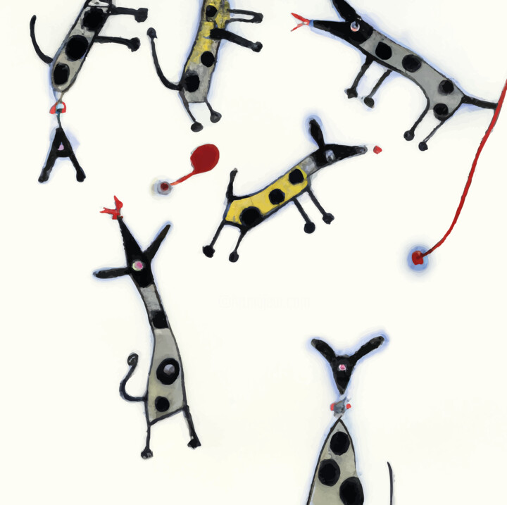 「Dogs」というタイトルのデジタルアーツ Josep Domènechによって, オリジナルのアートワーク, AI生成画像