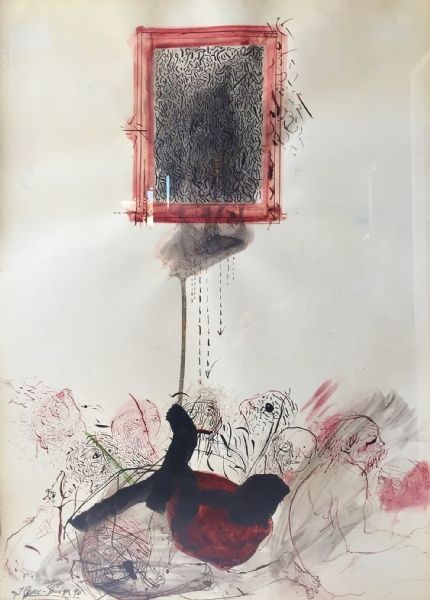 Tekening getiteld "Homes i marc" door Josep Grau-Garriga, Origineel Kunstwerk, Inkt