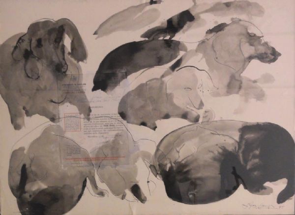 Pintura titulada "El meu gos" por Josep Grau-Garriga, Obra de arte original, Acuarela