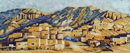 Painting titled "Pueblo de Egipto" by Josep Lluís Benet Vidal, Original Artwork