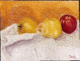 Pintura titulada "Pomes" por Josep Lluís Benet Vidal, Obra de arte original
