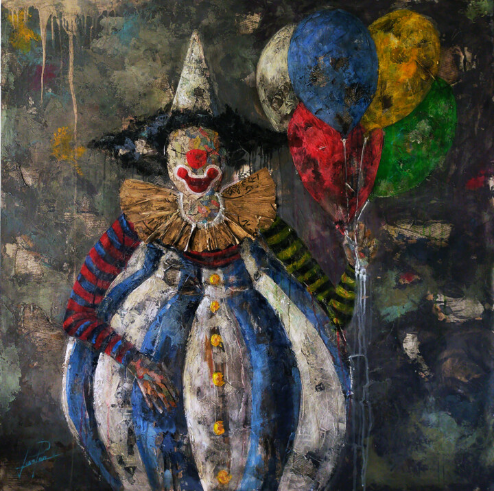 Pintura titulada "SERIE PAYASO 0009" por Josep Pozo, Obra de arte original, Collages