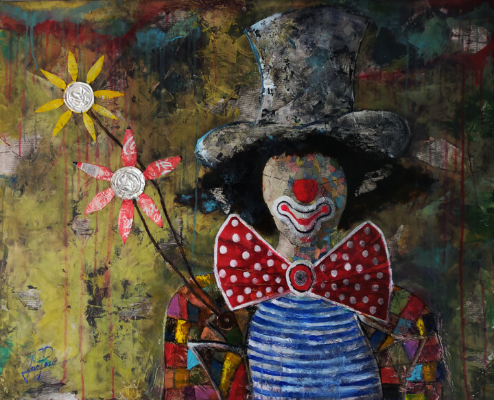 Collages getiteld "SERIE PAYASO 00010" door Josep Pozo, Origineel Kunstwerk, Acryl