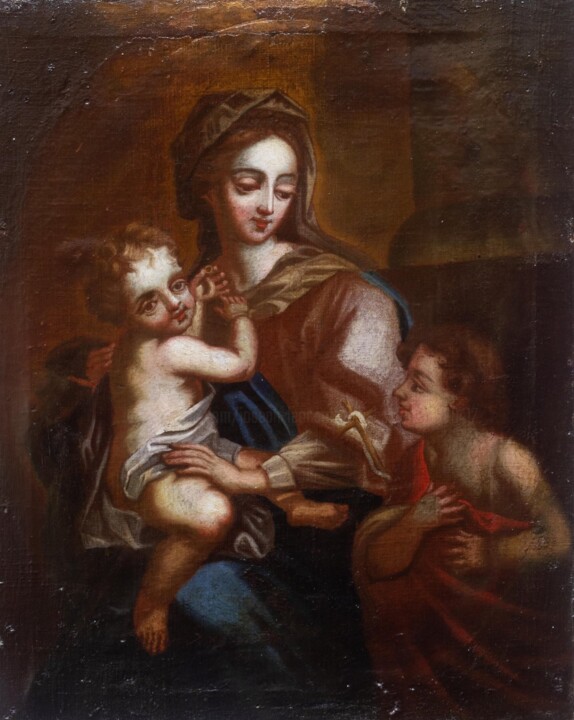 Painting titled "Madonna con Gesu' b…" by Joseph Leonard Gary Hesford, Original Artwork, Oil