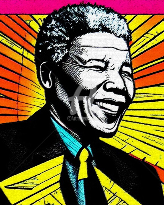 Artes digitais intitulada "Nelson Mandela 314" por Joseph Long, Obras de arte originais, Pintura digital