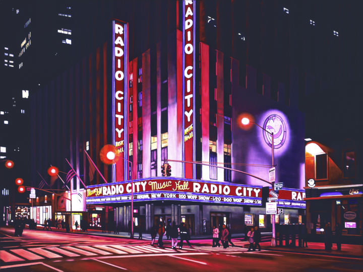 Painting titled "Radio City Music Ha…" by Joseph Michetti, Original Artwork, Oil