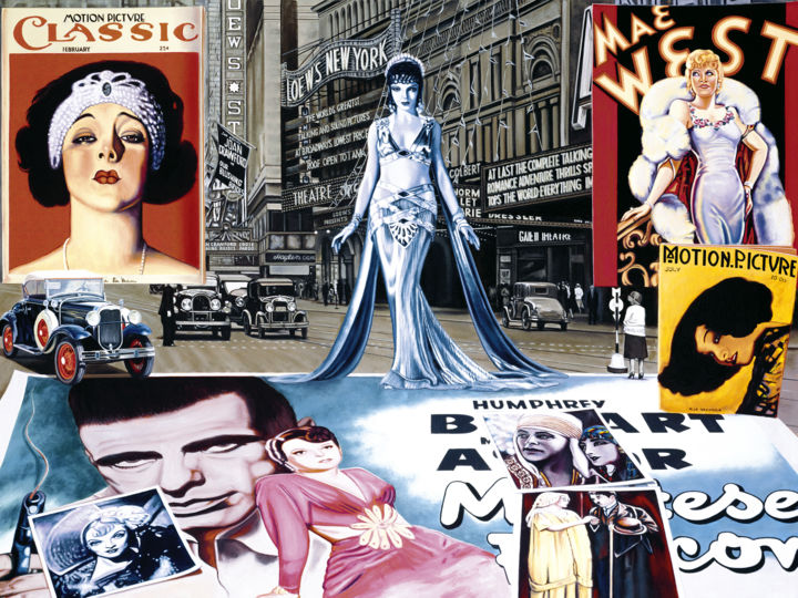Malerei mit dem Titel "Fabulous Broadway" von Joseph Michetti, Original-Kunstwerk, Öl