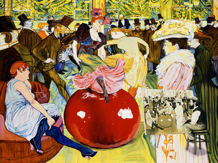 Malerei mit dem Titel "Lautrec's Apple" von Joseph Michetti, Original-Kunstwerk, Öl