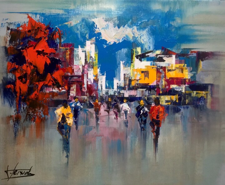 Painting titled "Les couleurs de la…" by Joseph Teixido, Original Artwork, Oil