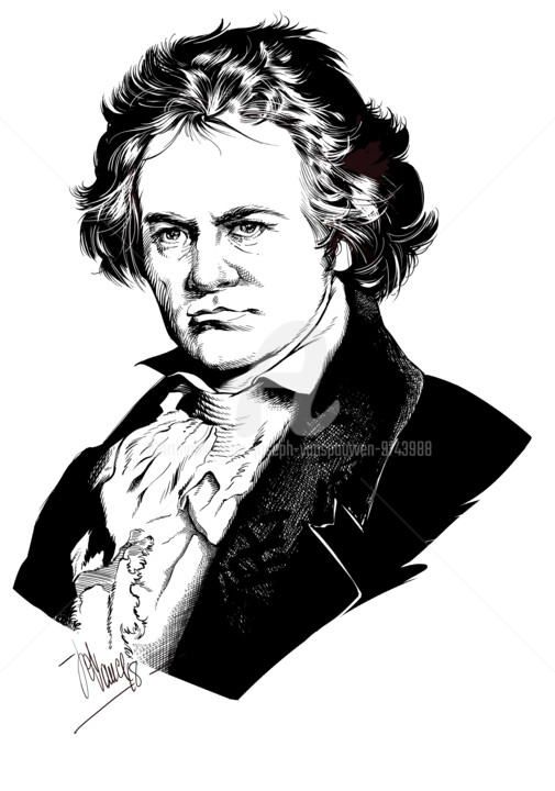 Digitale Kunst getiteld "LUDWIG VAN BEETHOVEN" door Joseph Vanspauwen, Origineel Kunstwerk, 2D Digital Work