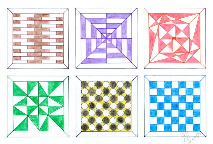 Digitale Kunst mit dem Titel "Geometrische patroon" von Joseph Vermaele, Original-Kunstwerk, Digitale Malerei