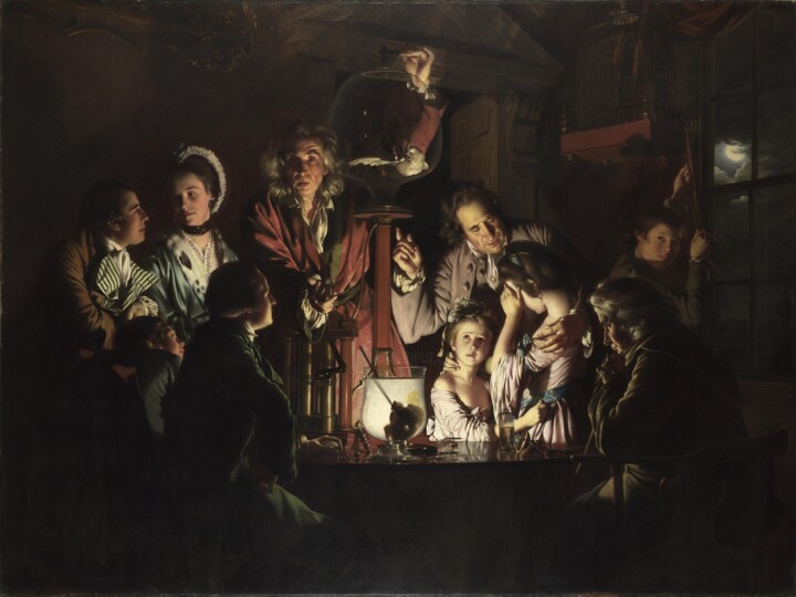 Malerei mit dem Titel "Une éxpérience sur…" von Joseph Wright Of Derby, Original-Kunstwerk, Öl