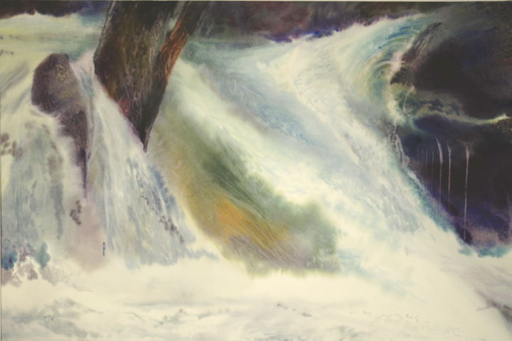 Painting titled "overflow" by Joseph Caldwell, Original Artwork, Watercolor