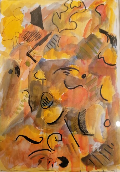 Peinture intitulée "Composition Abstrai…" par Joséphine De Bouard, Œuvre d'art originale, Aquarelle