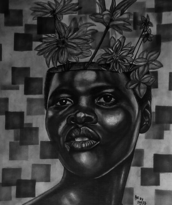 Drawing titled "Blossom" by Josephine Joshua (ArtsByJozzy), Original Artwork, Pencil