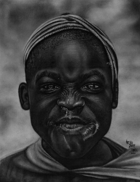 Drawing titled "Fierce" by Josephine Joshua (ArtsByJozzy), Original Art, Charcoal