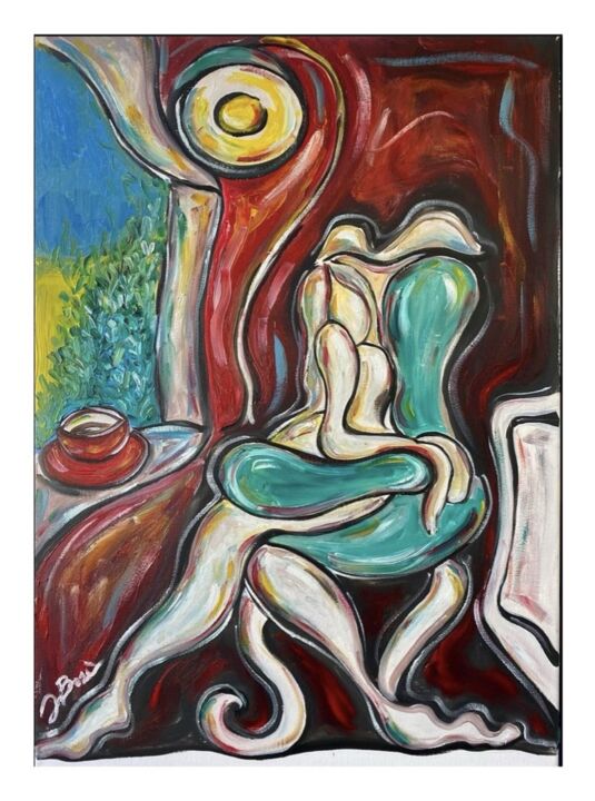 Painting titled "What’s going on" by Josephine Bonì, Original Artwork, Oil