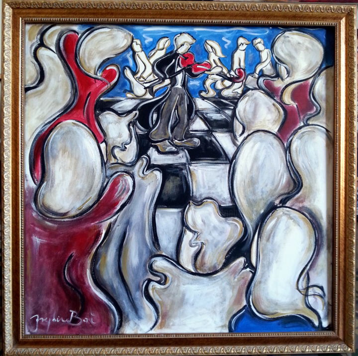 Schilderij getiteld "Le Violonist" door Josephine Bonì, Origineel Kunstwerk, Anders