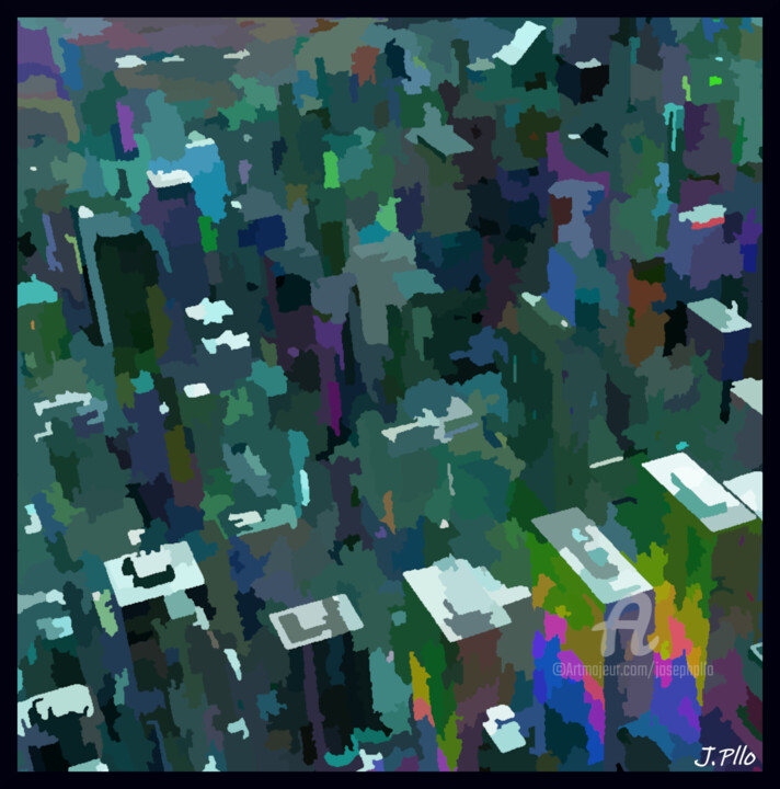 Grafika cyfrowa / sztuka generowana cyfrowo zatytułowany „City2” autorstwa Joseph Pllo, Oryginalna praca, Malarstwo cyfrowe