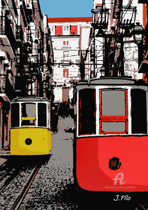 Digitale Kunst mit dem Titel "Lisboa" von Joseph Pllo, Original-Kunstwerk, Digitale Malerei
