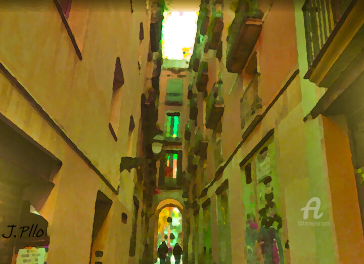 Digital Arts titled "barcelona gotic" by Joseph Pllo, Original Artwork, Digital Painting