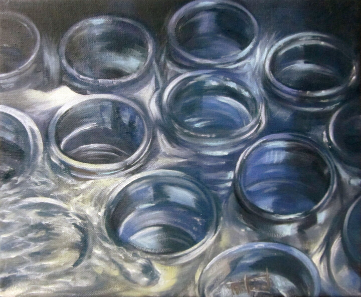 Pintura titulada "Pots a l'aigua" por Josep Maria Fontanet Sureda, Obra de arte original, Oleo Montado en Bastidor de camill…