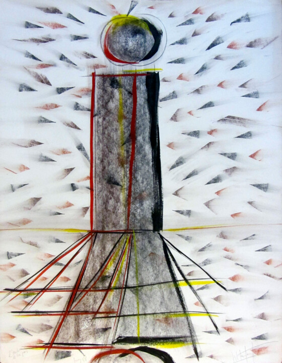 Peinture intitulée "L'ombra de la por" par Josep Maria Fontanet Sureda, Œuvre d'art originale, Fusain