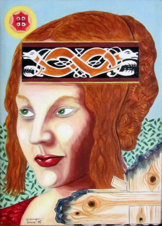 Pintura titulada "Retrat de dona i du…" por Josep Maria Fontanet Sureda, Obra de arte original, Oleo Montado en Bastidor de…
