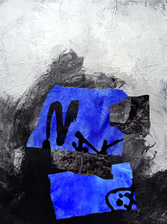 Malerei mit dem Titel "Symbols in blue" von Josep Obradors, Original-Kunstwerk, Acryl