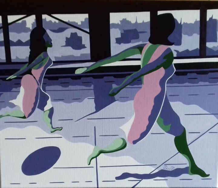 Peinture intitulée "Dance in purple" par Josett, Œuvre d'art originale, Huile