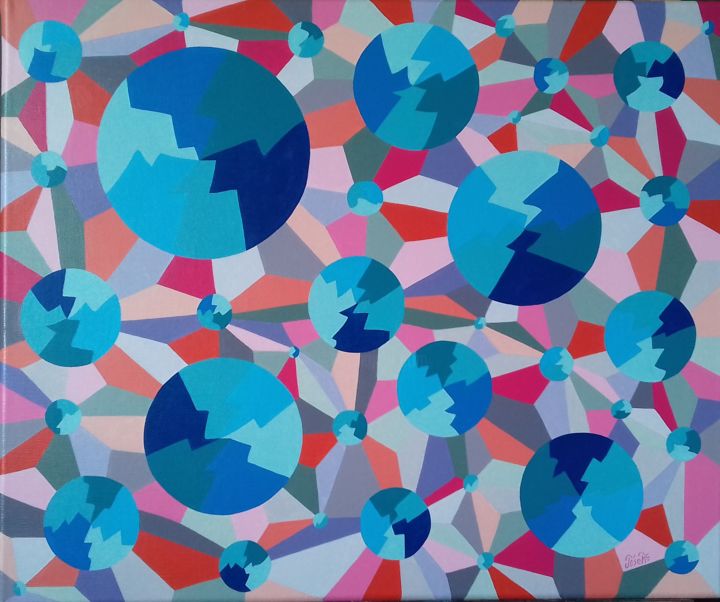 Peinture intitulée "Morcelé" par Josett, Œuvre d'art originale, Huile