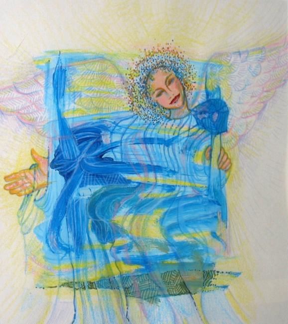 Pintura intitulada "Les anges (détail)" por Joshima, Obras de arte originais, Óleo