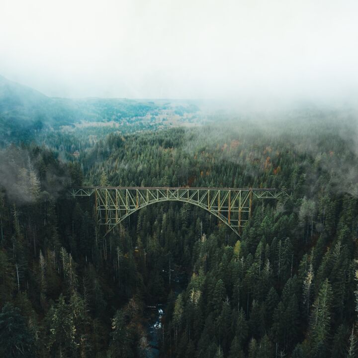 Photography titled "The Bridge in the F…" by Joshua Markovics, Original Artwork, Digital Photography