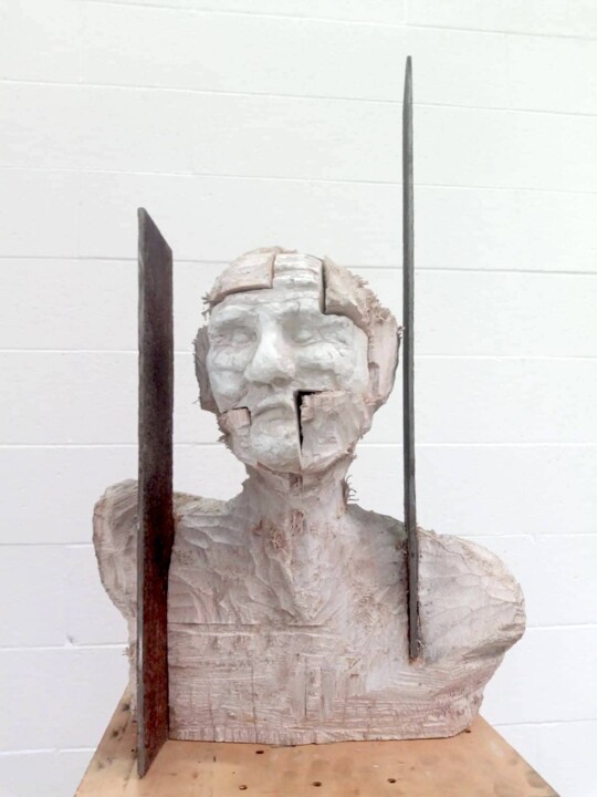 Sculpture intitulée "Uomo di gesso" par Joshua Stazio, Œuvre d'art originale, Bois