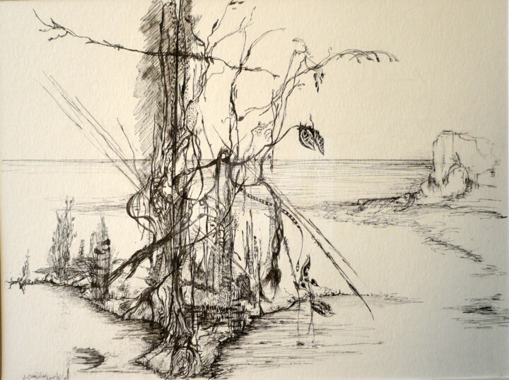 Dessin intitulée "paysage-marin-1.jpg" par Josiane Chauvin, Œuvre d'art originale