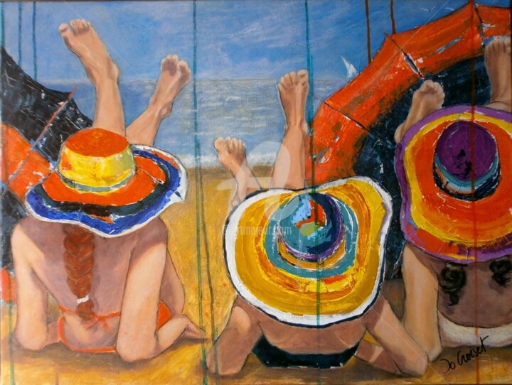 Peinture intitulée "A la Plage 2" par Jo Croiset, Œuvre d'art originale, Acrylique