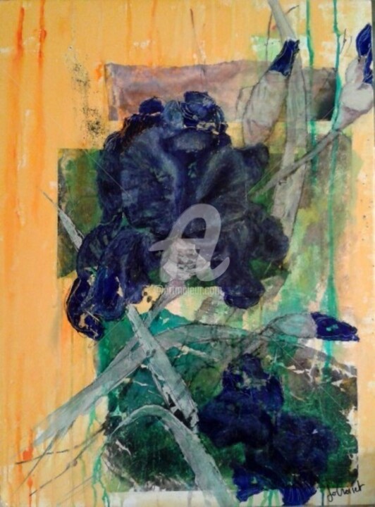 Картина под названием "Iris bleus" - Jo Croiset, Подлинное произведение искусства, Акрил
