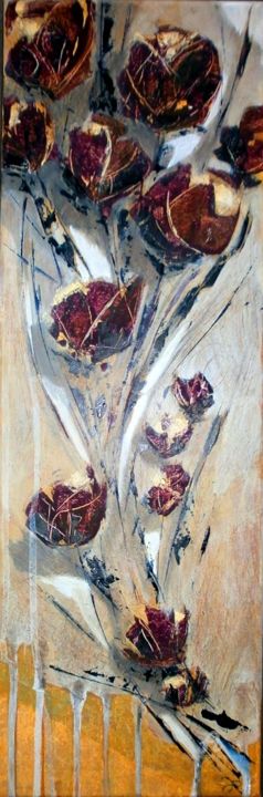Painting titled "Fleurs 1" by Jo Croiset, Original Artwork, Acrylic