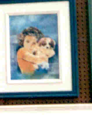 Peinture intitulée "Enfant et son chien" par Josiane Lepine, Œuvre d'art originale