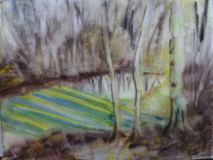 Peinture intitulée "dans les bois du br…" par Josiane Leroy, Œuvre d'art originale