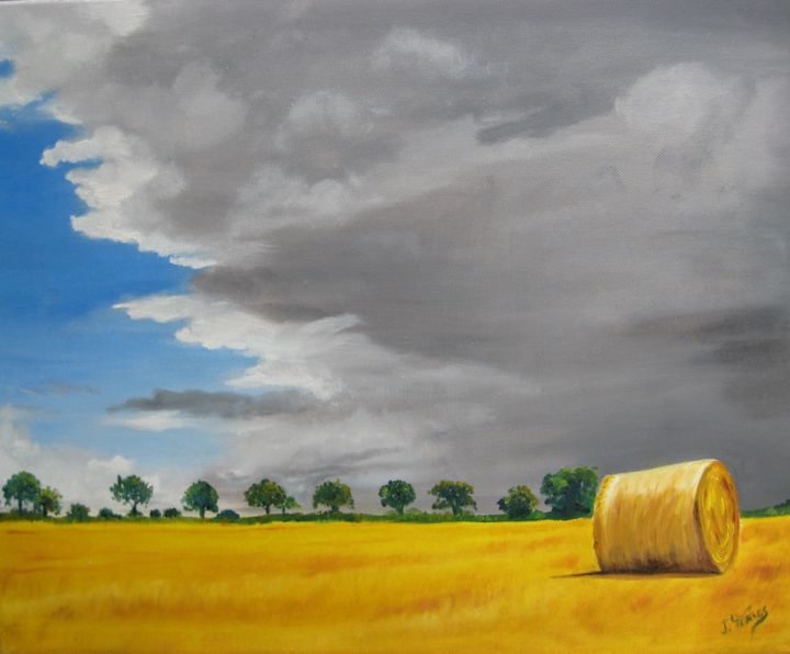 Peinture intitulée "Moisson-sous-l-orag…" par Josiane Torres, Œuvre d'art originale