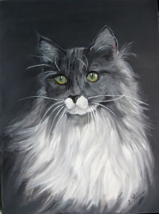 Peinture intitulée "le-chat." par Josiane Torres, Œuvre d'art originale