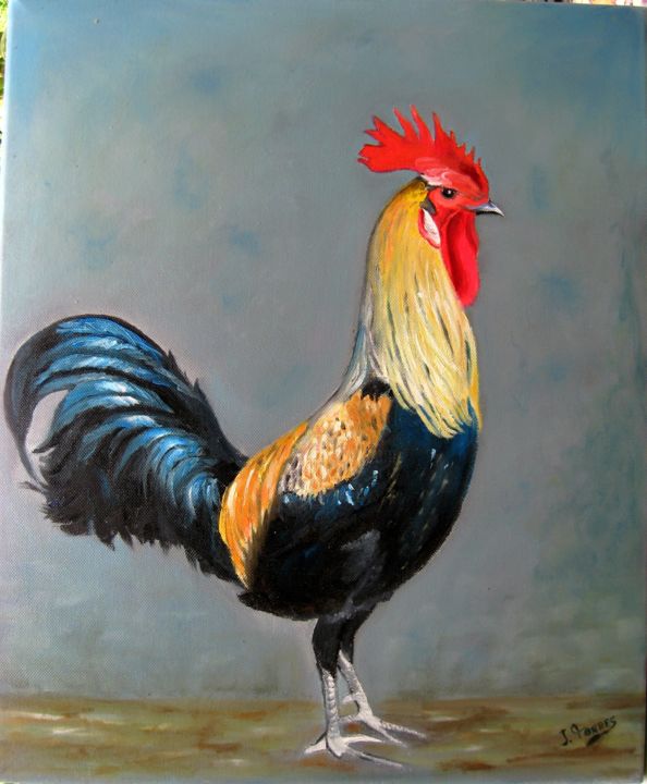 Peinture intitulée "le-coq." par Josiane Torres, Œuvre d'art originale