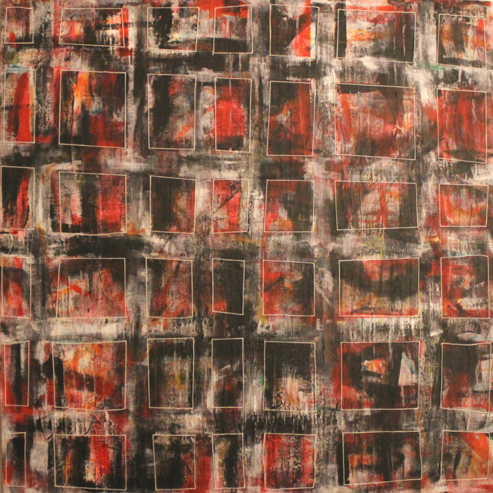 Pittura intitolato "Série carrés 1" da Josiane Ulrich, Opera d'arte originale, Acrilico Montato su Telaio per barella in leg…
