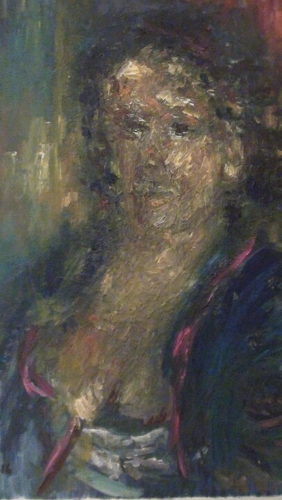 Ζωγραφική με τίτλο "autoportrait au Pyj…" από Josiane Zarka, Αυθεντικά έργα τέχνης, Λάδι