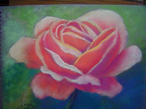 Painting titled "Rose" by Josiane Flotte, Original Artwork